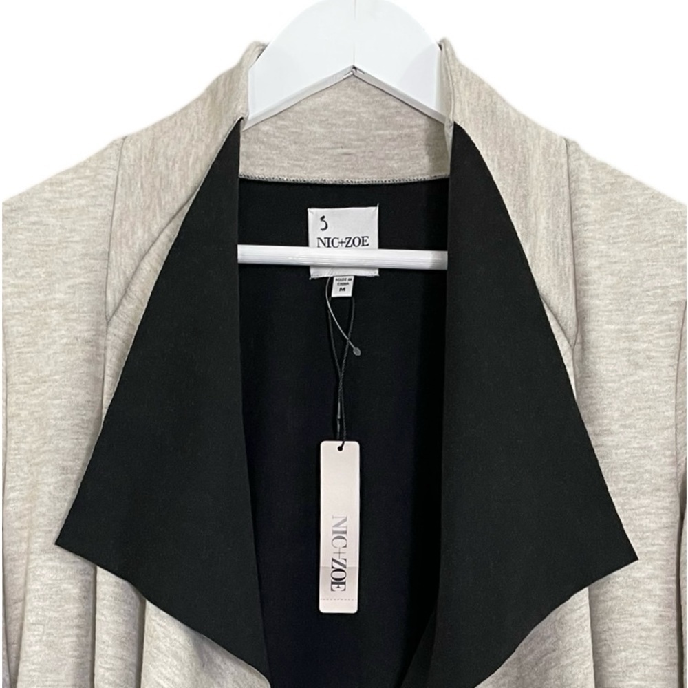 Nic+Zoe Lounge Around Draped Front Jacket Beechwood NWT - Picture 8 of 13